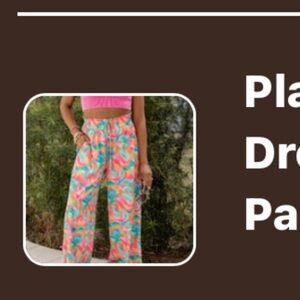 Pink lily satin printed pants & crochet halter top like new (never worn)